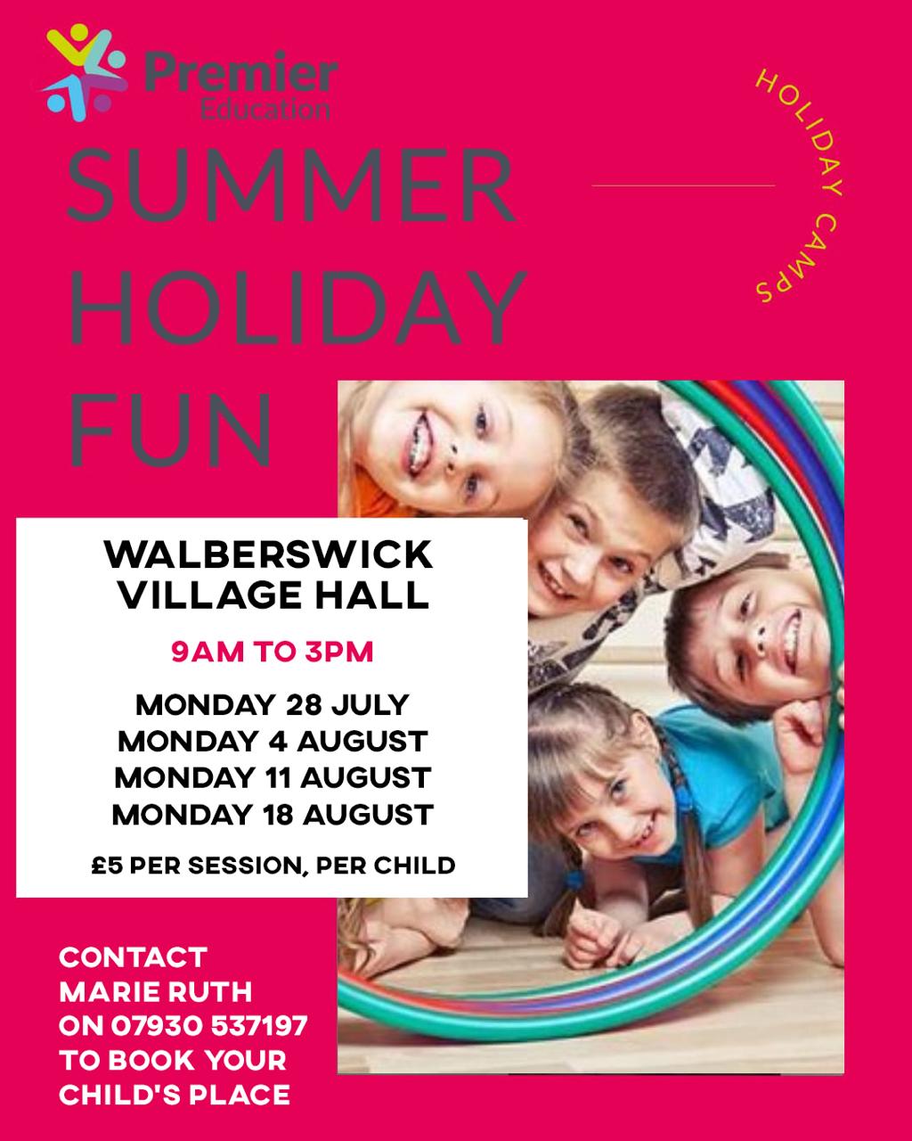 Book now for SUMMER HOLIDAY FUN
