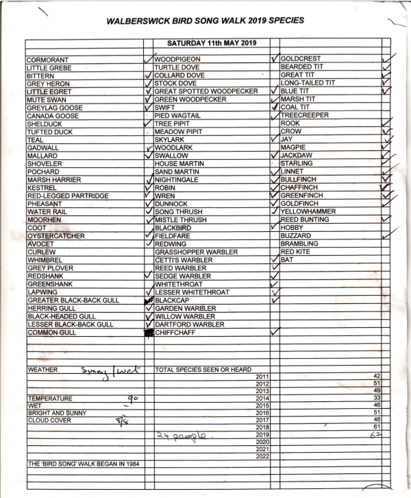Bird list 2019