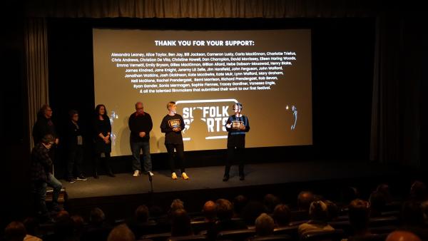 Suffolk SHorts team on stage at the award night of the festival